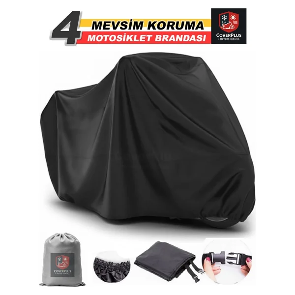 Encover Triumph Tiger Reflektörlü Siyah-Gri (Arka Çanta Uyumlu) Motosiklet Brandası,Motor Branda Motor Örtüsü (Güvenlik Kilidi Ve Bağlantı Tokalı) - Siyah Gri - Reflektörlü Arka Çanta Uyumlu - Görsel 8
