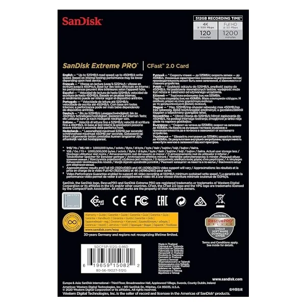 SanDisk Extreme Pro SDCFSP-512G-G46D 512 GB CFast 2.0 Compact Flash Hafıza Kartı - Görsel 5