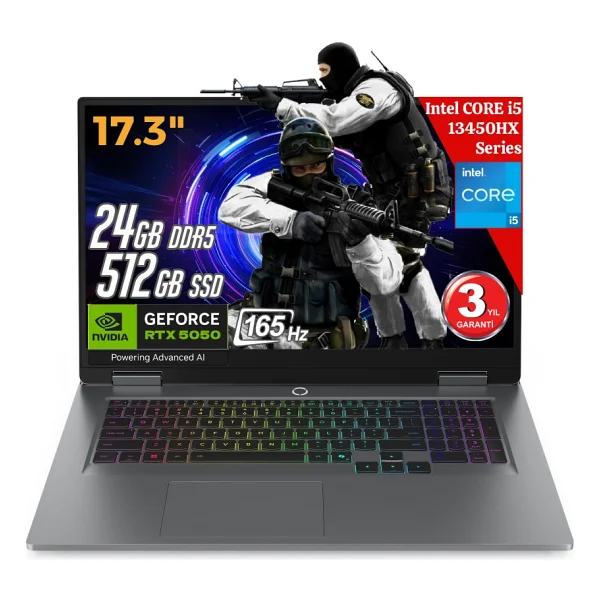 Lenovo Loq 17ırx10 AI Intel Core I5-13450hx 24gb DDR5 512gb SSD Rtx5050 8gddr7 17.3 Ips 165hz FHD Freedos 83jh0069tr Dizüstü Bilgisayar (Yapay Zeka Destekli) - 512 GB - 24 GB - Görsel 7