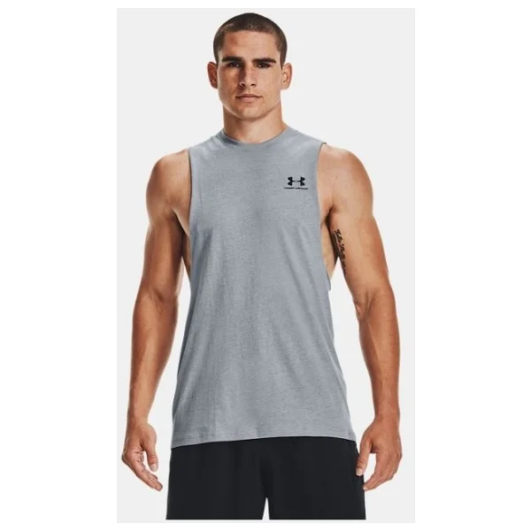 Under Armour 1329286 Ua Left Chest Cut Off Tank Siyah Erkek Atlet - Görsel 4