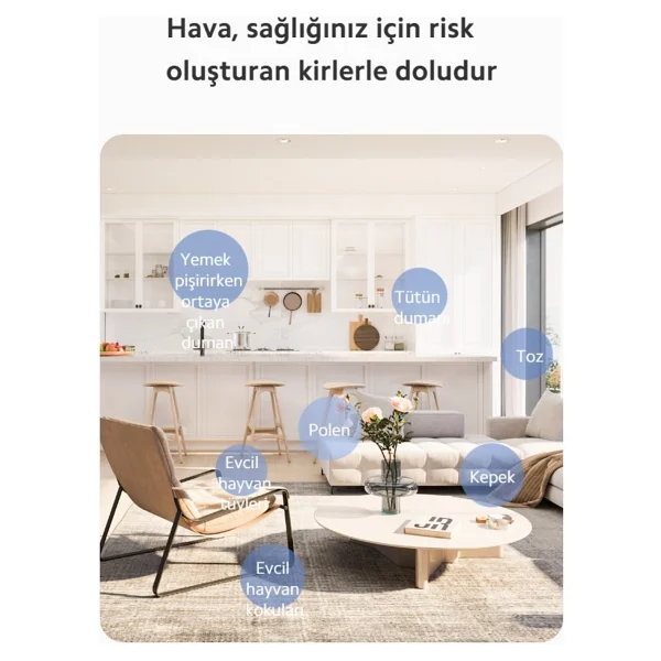 Xiaomi 60 M2 Etkili Antialerjik Pro Akıllı Hava Temizleyici( Türkiye Garantili ) + Hava Nemlendirici - Beyaz - Görsel 6