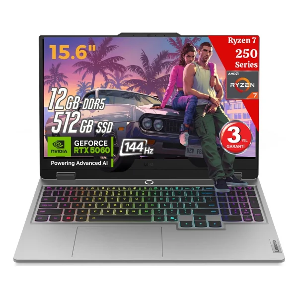 Lenovo Loq 15ahp10 AI AMD Ryzen7 250 12gb 512gb Rtx5060 15.6fhd Ips 144hz Freedos 83jg006ftr Gaming Laptop - Görsel 8