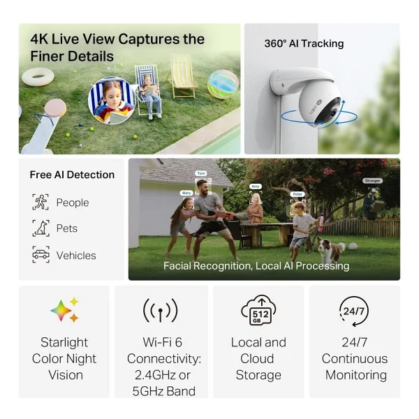 Tp-Link Tapo C560ws 8 Mp 360 Derece 4K Gece Görüşlü Ip Wi-Fi Güvenlik Kamerası - Görsel 2