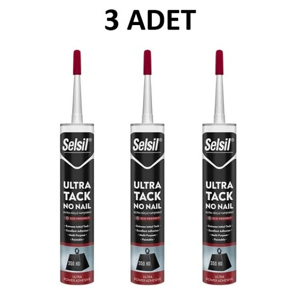 Selsil Ultra Tack Beyaz Silikon 290 Ml 3 Adet - Görsel 2