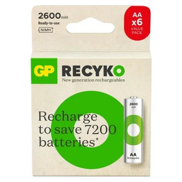 Gp Recyko 2700 Serisi 2600 mAh 6'lı Şarjlı Aa Kalem Pil - Görsel 2