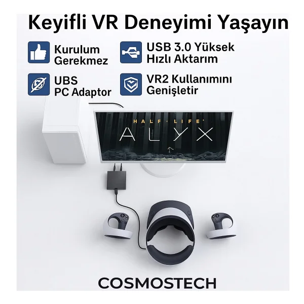 Cosmostech Ps Vr2 Uyumlu PC Adaptörü - Windows Için PS5 Sanal Gerçeklik Bağlantı Aparatı - Görsel 4