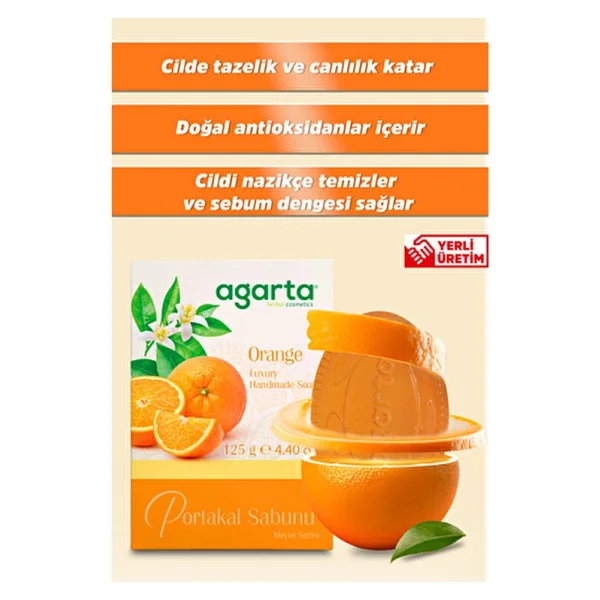 Agarta Doğal Portakal Sabunu Cildi Kurutmadan Temizler 125 G El Yapımı Lüks Sabun - Görsel 3