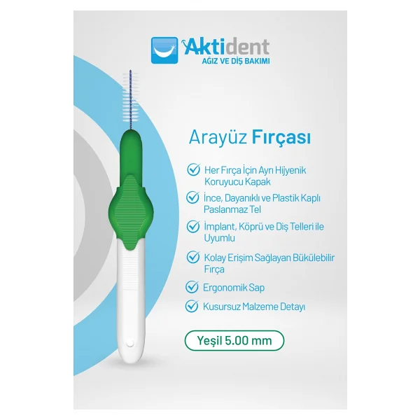 Aktident Yeşil 0.8 mm 4'lü Arayüz Fırçası - Görsel 2