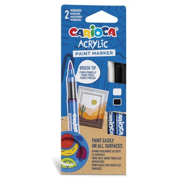 Carioca Acrylic 2'li Fırça Uçlu Paint Marker Kalem Seti - Görsel 8