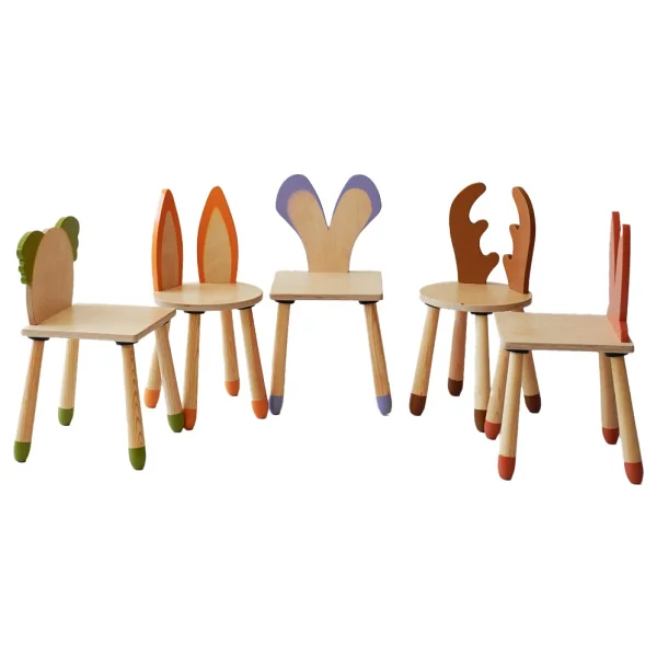 Wood & Joy Doğal Ahşap Renkli Çocuk Sandalye Tavşan - Bej - Görsel 6