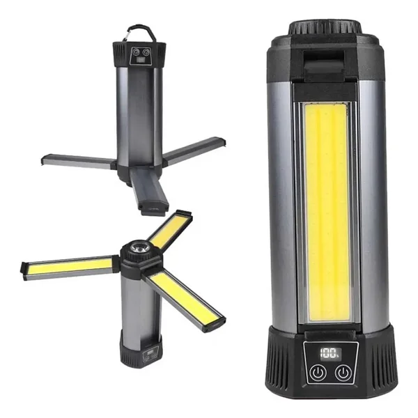 Powermaster Çalışma Lambası 35 Watt 3 Kanatlı Ayaklı Kamp Lambası Işıldak Aydınlatma Askılı - Görsel 2