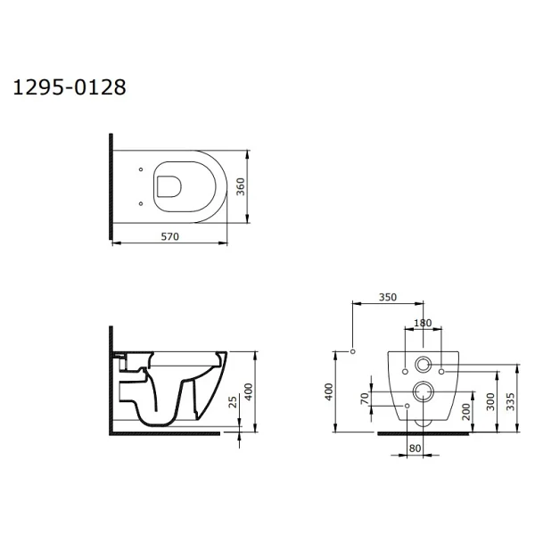 Bocchi Venezia Rimless 1295-006-0128 Mat Gri Asma Klozet - Görsel 2