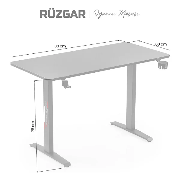 Xdrive Rüzgar 100x60 Cm Oyuncu Masası - Görsel 4