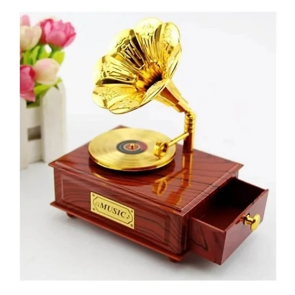 Stumbanng Nostaljik Gramafon Hareketli Müzik Kutusu Çekmeceli N-28al5 - Görsel 2