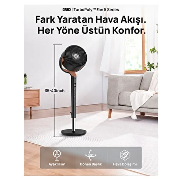 Dreo Turbopoly 502 Uzaktan Kumandalı Ayaklı Vantilatör - Görsel 10