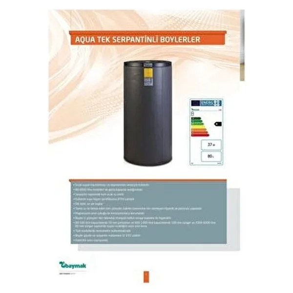 Baymak Aqua T120l Tek Serpantinli 120 Lt Boyler - Görsel 8