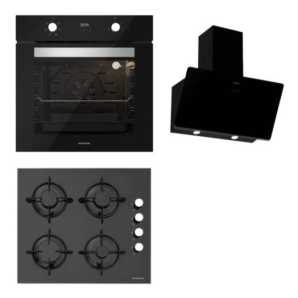 Silverline Siyah Cam Ankastre Set Bo6502b02-Cs5335b01-3457 Soho - Beyaz - Görsel 4