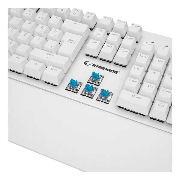 Rampage Umbra Kb-R86 Beyaz Blue Switch Kablolu Mekanik Oyuncu Klavyesi - Görsel 6