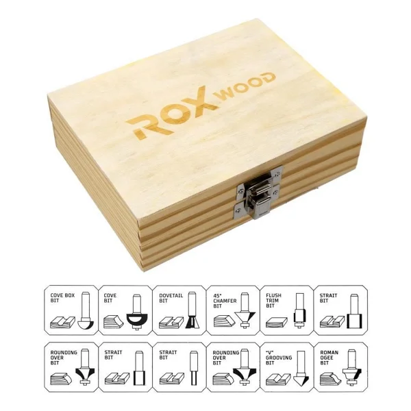 Rox Wood 12 Parça Ahşap Freze Seti 8mm Sap - Görsel 2