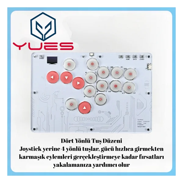 Yues PS4 Uyumlu Fighting Stick Arcade Stick - PS4/PS3/PC/Steam/Android/İos Uyumlu, RGB Aydınlatma - Görsel 2