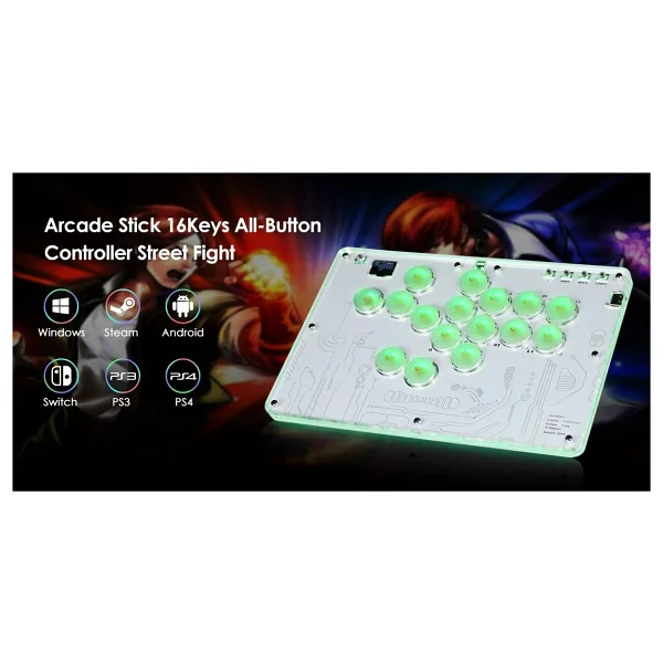 Yues PS4 Uyumlu Fighting Stick Arcade Stick - PS4/PS3/PC/Steam/Android/İos Uyumlu, RGB Aydınlatma - Görsel 3