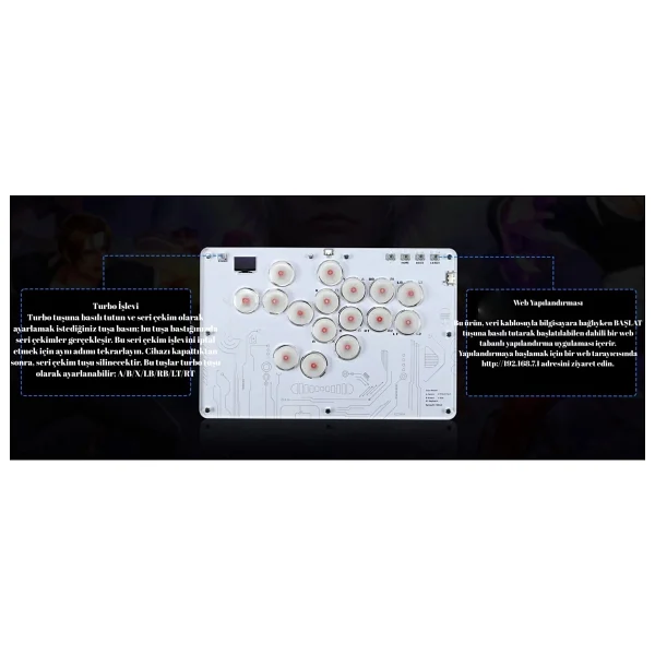 Yues PS4 Uyumlu Fighting Stick Arcade Stick - PS4/PS3/PC/Steam/Android/İos Uyumlu, RGB Aydınlatma - Görsel 4