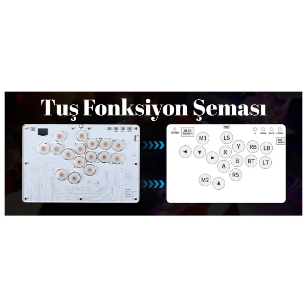 Yues PS4 Uyumlu Fighting Stick Arcade Stick - PS4/PS3/PC/Steam/Android/İos Uyumlu, RGB Aydınlatma - Görsel 5