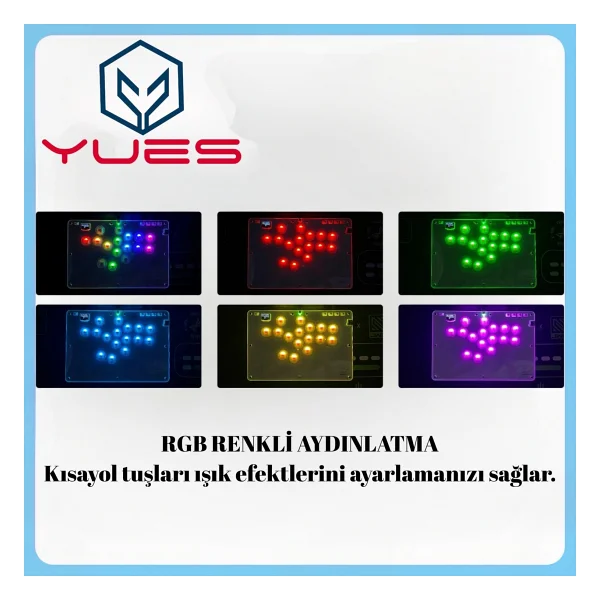 Yues PS4 Uyumlu Fighting Stick Arcade Stick - PS4/PS3/PC/Steam/Android/İos Uyumlu, RGB Aydınlatma - Görsel 8