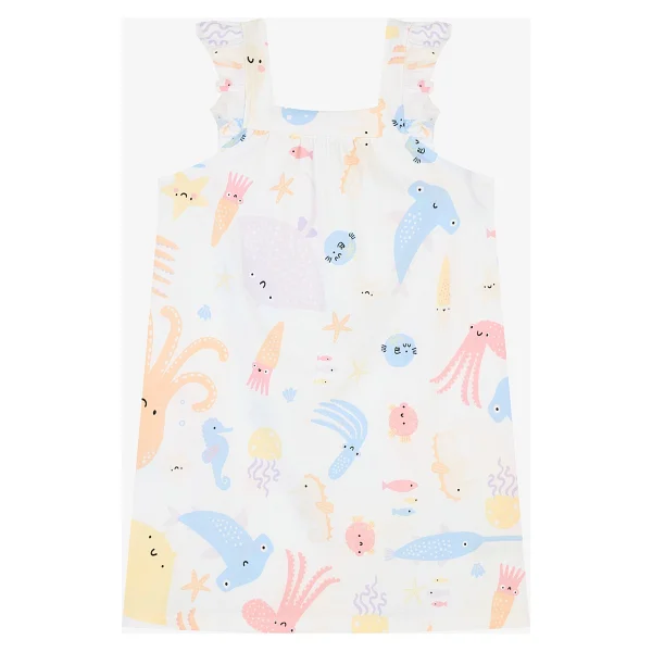 Penti Kız Çocuk Beyaz Underwater Pamuklu Elbise - Görsel 3