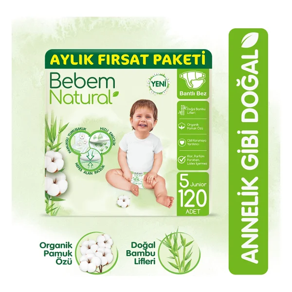 Bebem Natural 5 Numara Junior 120'li Bebek Bezi - Görsel 4