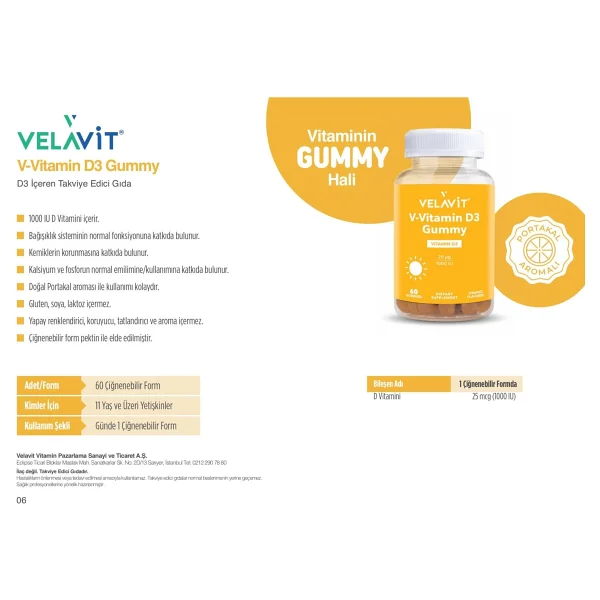 Velavit V Vitamin D3 60 Gummies - Görsel 10