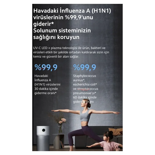 Xiaomi 125m2 Akıllı Hava Temizleme Cihazı Beyaz Renk Hepa Filtreli Özelliklerle Donatılmış - Görsel 6