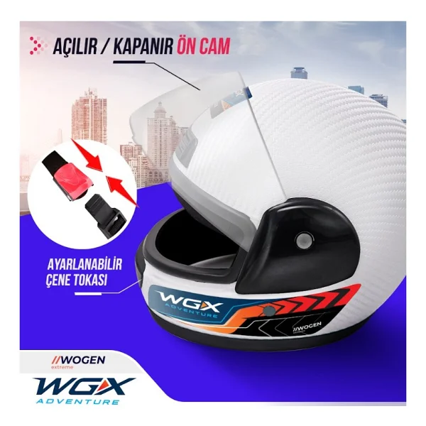 Wogen Full Face Motor Kaskı - Görsel 2