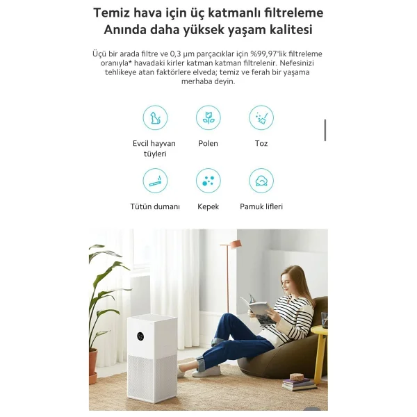 Xiaomi Premium Hava Temizleyici, 3 Ü 1 Arada Filtreleme , Anında Daha Yüksek Yaşam Kalitesi Sunar - Görsel 2
