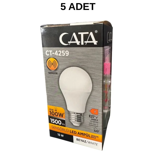 Cata Ct-4259 Beyaz Işık 12 W E27 5'li Sensörlü LED Ampul - Görsel 2