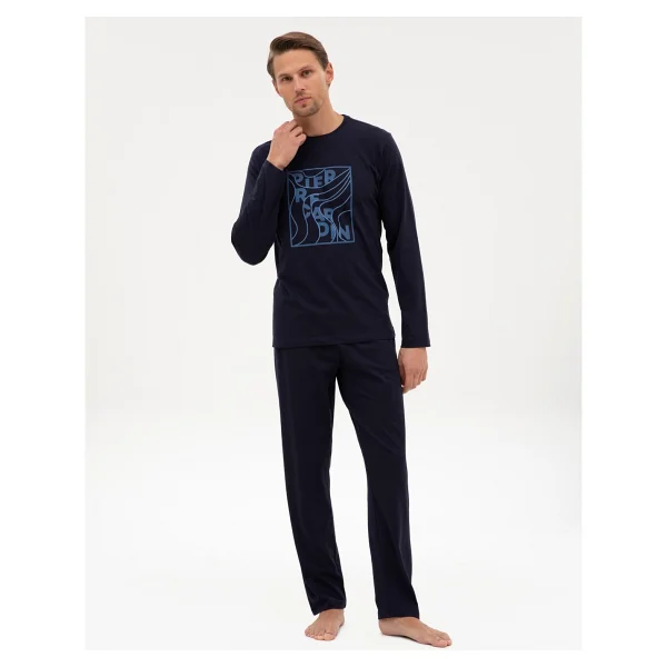 Pierre Cardin Erkek Lacivert Pijama Takımı 50322653-200 - Görsel 4