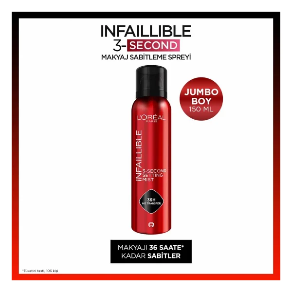 L'oreal Paris Infaillible 3-Second Jumbo 150 Ml Makyaj Sabitleyici Sprey - Görsel 2