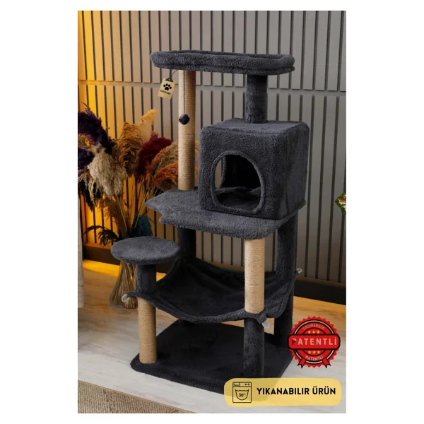 Pati Store Çok Katlı Yıkanabilir Kedi Tırmalama Ve Oyun Evi - Dubai Antrasit - Görsel 7