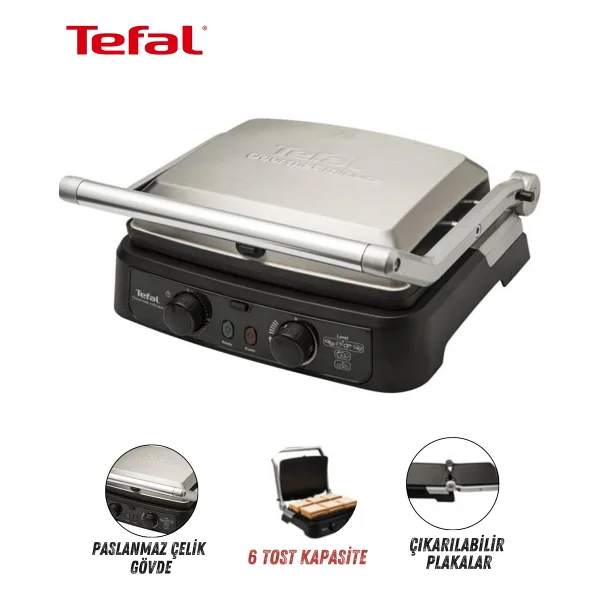 Tefal Premium XL Döküm Izgara Ve Tost Makinesi - Paslanmaz Çelik Gövde 2000w - Görsel 8