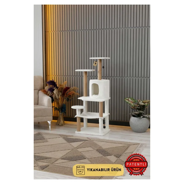 Pati Store Erciyes Beyazçok Katlı Yıkanabilir Kedi Tırmalama Evi - Görsel 5