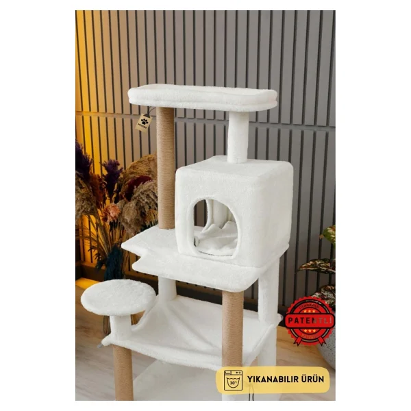 Pati Store Çok Katlı Yıkanabilir Kedi Tırmalama Ve Oyun Evi - Dubai Beyaz - Görsel 7