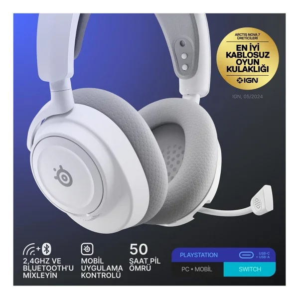 Steelseries Arctis Nova 7p Gen 2 Kablolu/Kablosuz Kulak Üstü Oyuncu Kulaklığı - Görsel 5