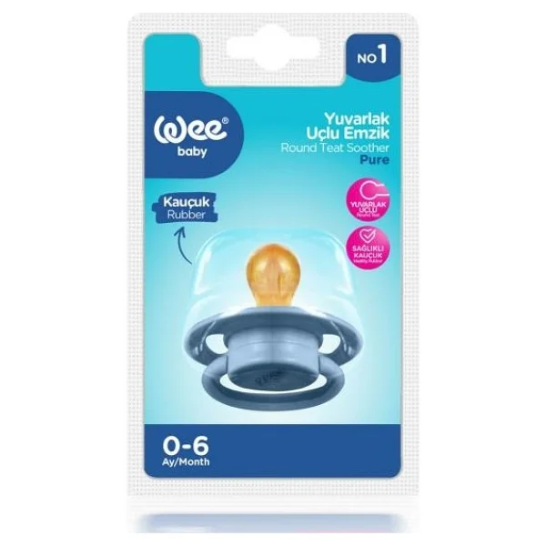 Wee Baby 698 Pure Kauçuk Uçlu No:1 0-6 Ay Emzik Mavi - Görsel 6