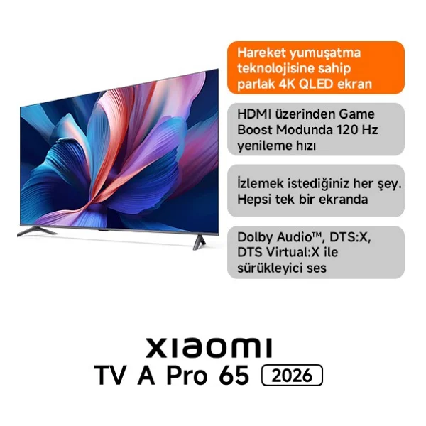 Xiaomi A Pro 4K Ultra HD 65" 165 Ekran Uydu Alıcılı Google Smart QLED TV - Görsel 2