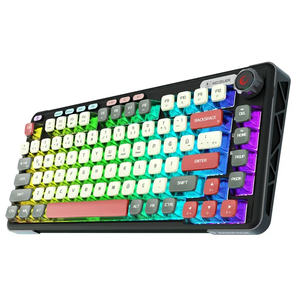Rampage Eira RGB %75 Tkl Gasket Oil Switch Kablolu/Kablosuz Mekanik Oyuncu Klavyesi - Görsel 3