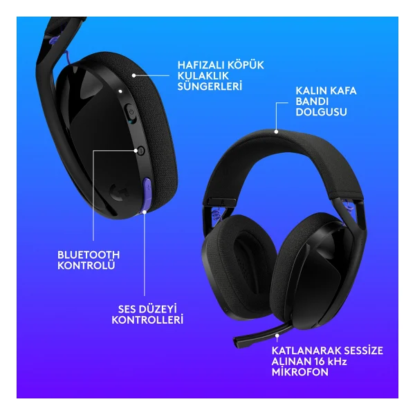 Logitech G321 Lightspeed Kablosuz Kulak Üstü Oyuncu Kulaklığı - Görsel 3
