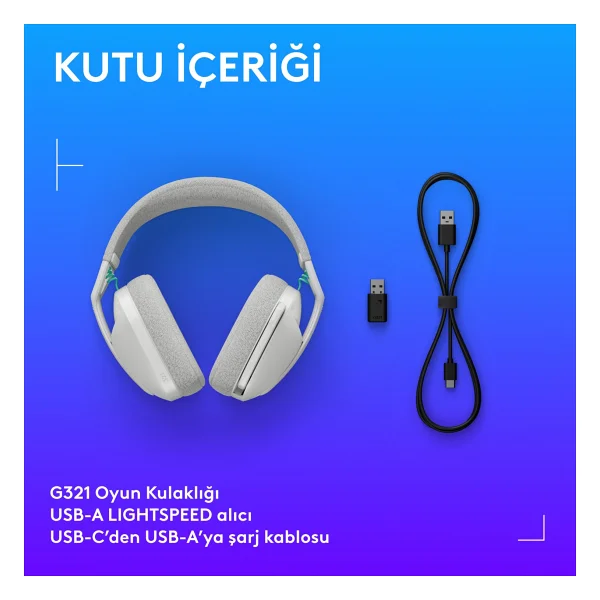 Logitech G321 Lightspeed Beyaz Kablosuz Kulak Üstü Oyuncu Kulaklığı - Görsel 2