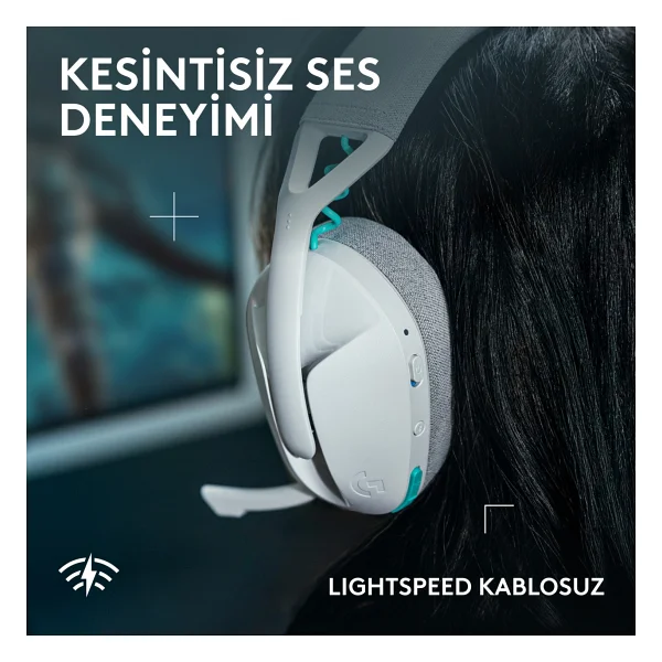 Logitech G321 Lightspeed Beyaz Kablosuz Kulak Üstü Oyuncu Kulaklığı - Görsel 6