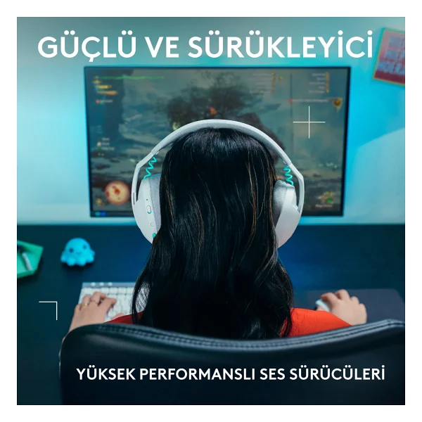 Logitech G321 Lightspeed Beyaz Kablosuz Kulak Üstü Oyuncu Kulaklığı - Görsel 7