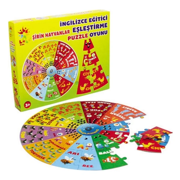 Laço Kids İngilizce Şirin Hayvanlar Eğitici Puzzle - Görsel 5